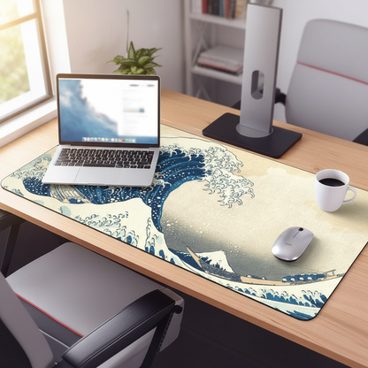 The Great Wave off Kanagawa Mouse Pad Large Desk Mat Keyboard Ergonomic Office Rubber PC Non-slip Anti-fray Home Custom