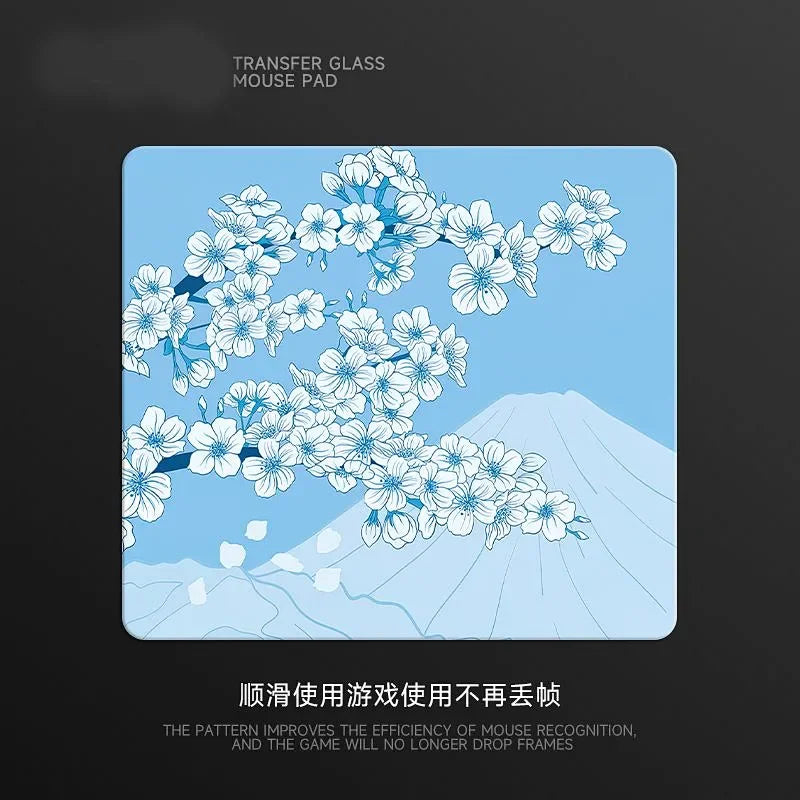 Plum Blossom Glass Gaming Mouse Pad XS Smooth Frosted Surface Desk Mat Tempered Upgrade FPS Office Custom Gaming Accessories Pad