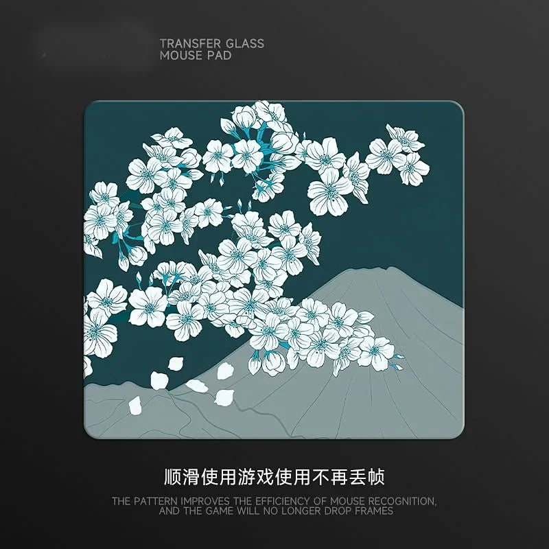 Plum Blossom Glass Gaming Mouse Pad XS Smooth Frosted Surface Desk Mat Tempered Upgrade FPS Office Custom Gaming Accessories Pad