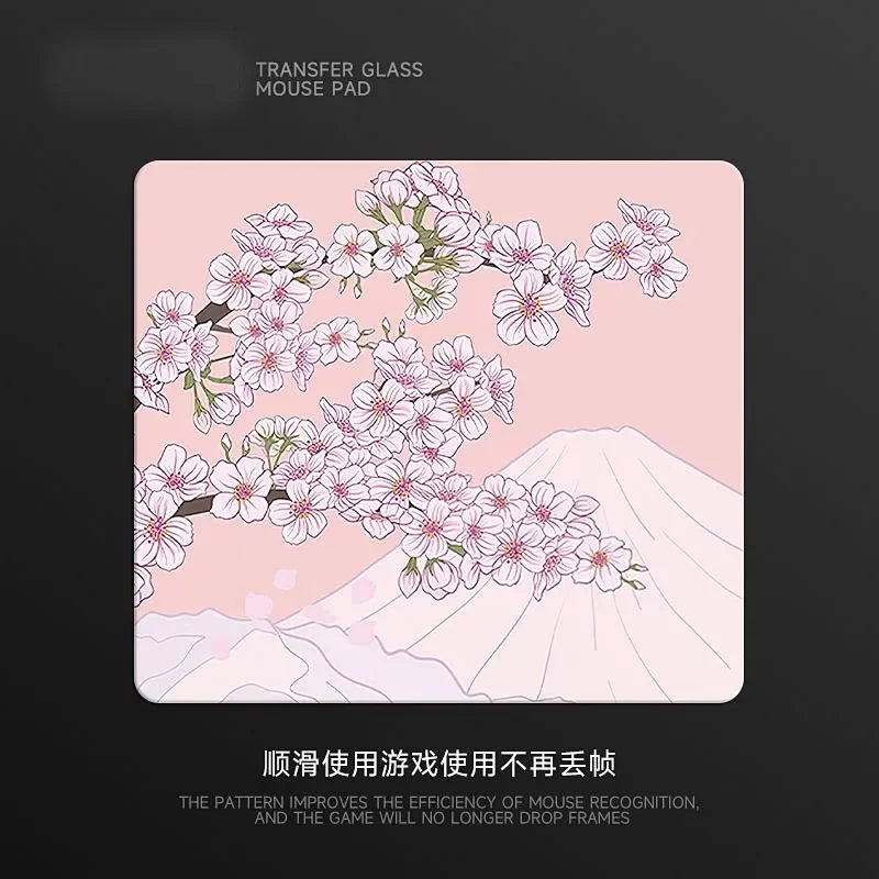 Plum Blossom Glass Gaming Mouse Pad XS Smooth Frosted Surface Desk Mat Tempered Upgrade FPS Office Custom Gaming Accessories Pad